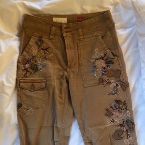 Anthropologie Wanderer Embroidered Cargo Pants